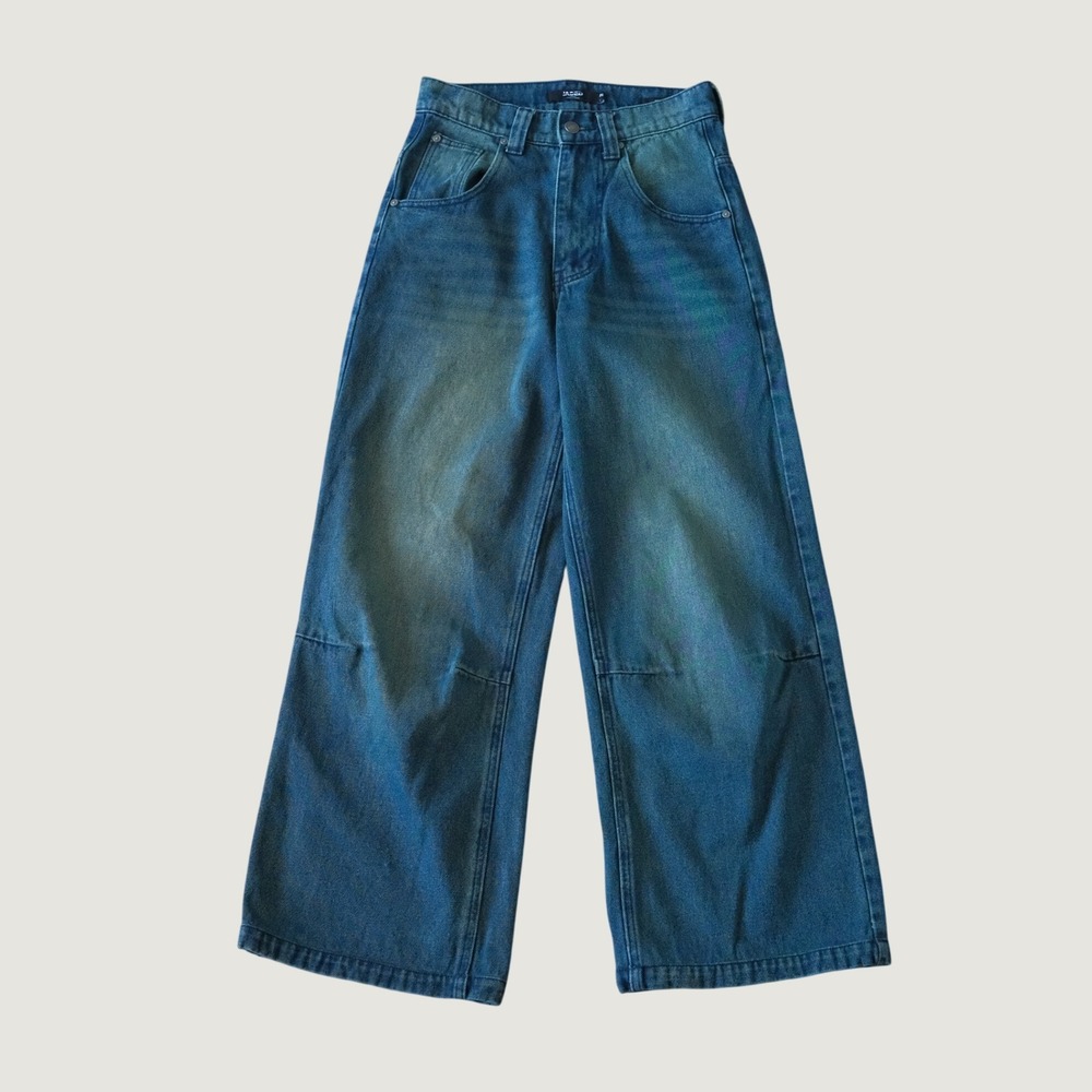 Jaded London Colossus Fit Jeans Blue Sand Wash Wide Leg 26 Y2K Streetwear Grunge